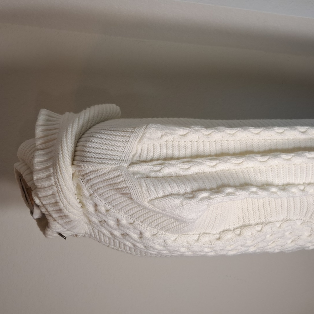 Makobi Men’s Streetwear Sweater Cable Knit Zip Cardigan Cream Hooded Pockets XL - Picture 5 of 15